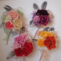 【SALE】入学・結婚式に♪プリザーブドフラワーカラーコサージュ　ルージュピンク