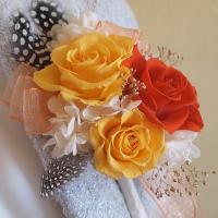 【SALE】入学・結婚式に♪プリザーブドフラワーカラーコサージュ　オレンジ