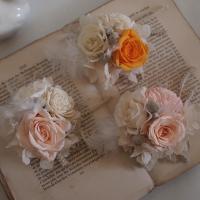 【SALE】入学・結婚式に♪プリザーブドフラワーナチュラルコサージュ　オレンジ/ホワイト