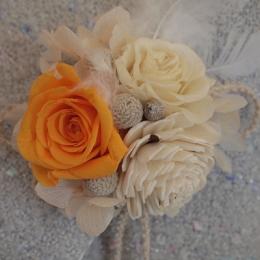 【SALE】入学・結婚式に♪プリザーブドフラワーナチュラルコサージュ　オレンジ/ホワイト