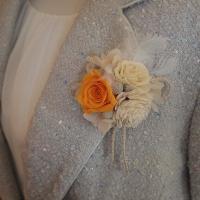 【SALE】入学・結婚式に♪プリザーブドフラワーナチュラルコサージュ　オレンジ/ホワイト