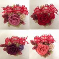 選べる4カラー♪チェックリボンスクエアアレンジ　ケース付