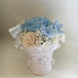 ロイヤルプリンセス　ブルー　プリザーブドフラワーアレンジ　クリアケース付