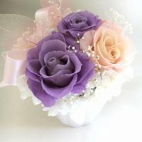 ロイヤルプリンセス　パープル　プリザーブドフラワーアレンジ　クリアケース付