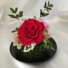 水のお手入れ不要!和モダン苔玉風プリザーブドフラワーアレンジ