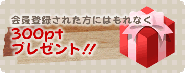 会員登録された方にはもれなく300ptプレゼント！！
